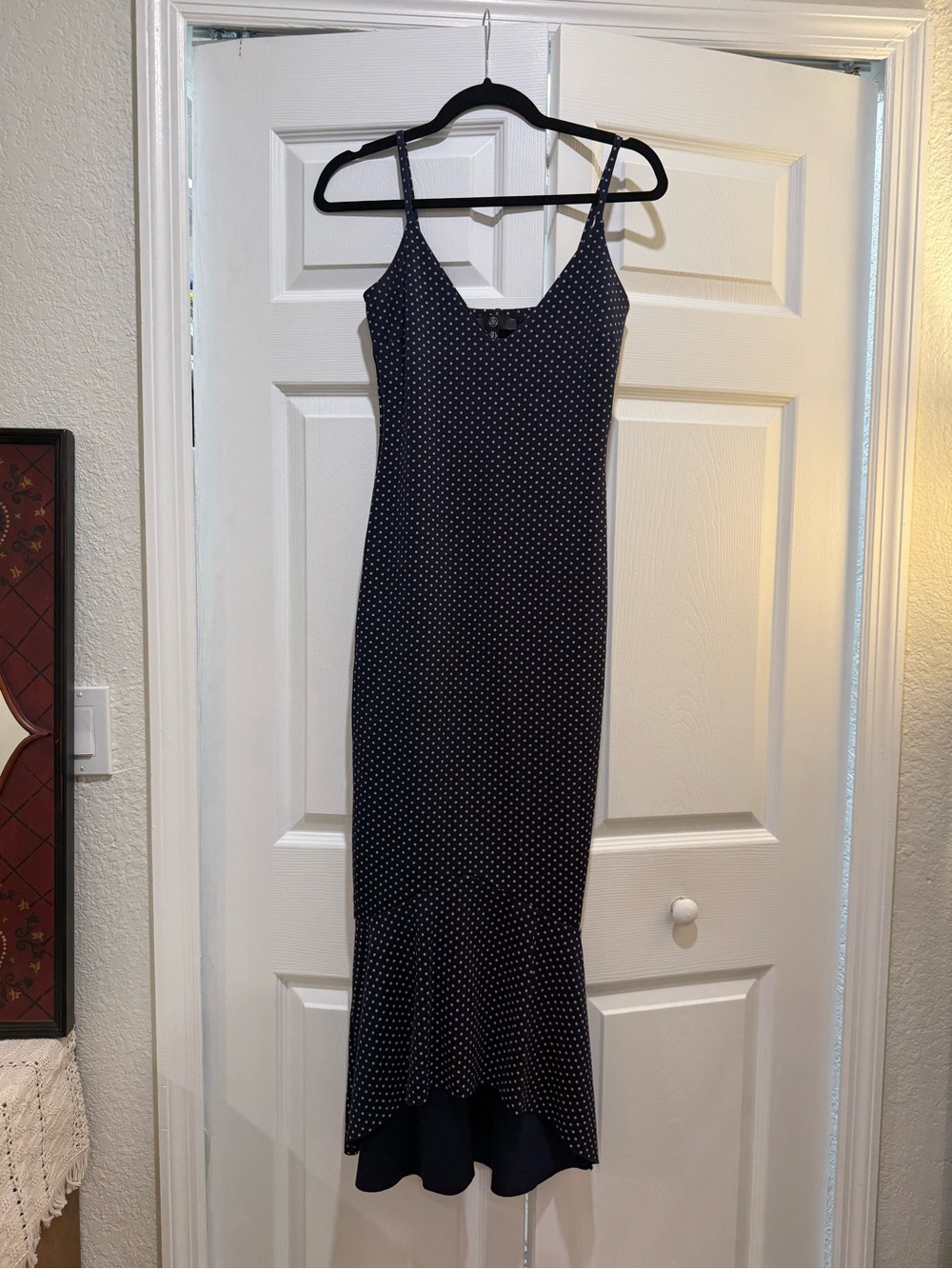 Missguided Navy Polka Dot Fishtail/Mermaid Midi Dress